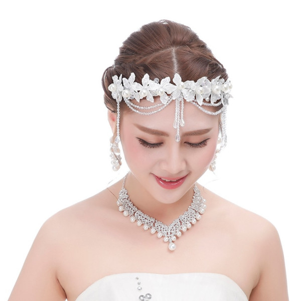 新娘飾品合金發飾耳環項鏈三件套
